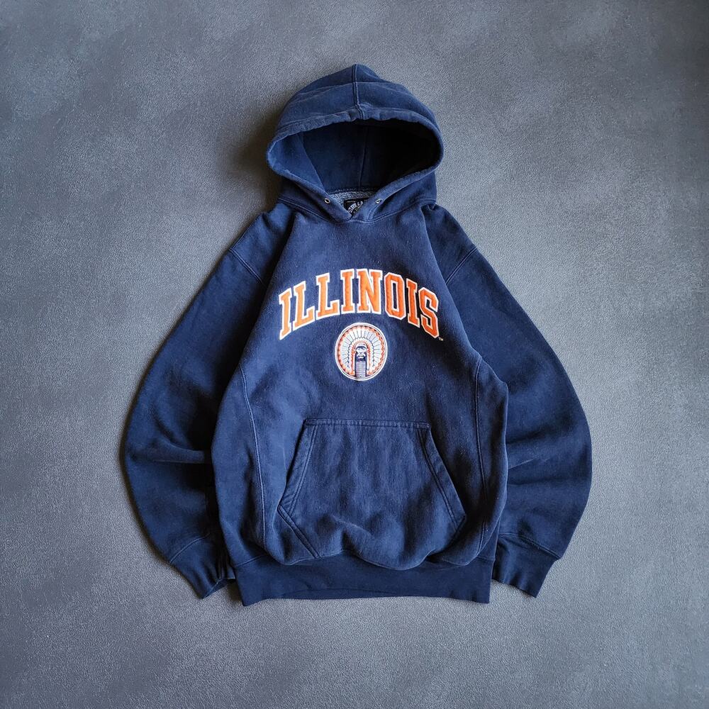 Vintage Fighting Illini Illinois Steve & Barry's Navy Hoodie Small